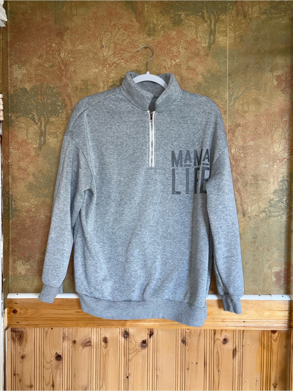 Gray Mama Life Half Zip Sweater